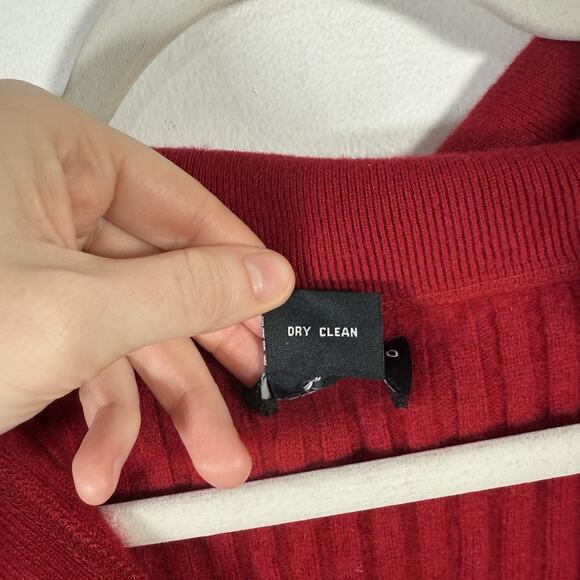 Sutton Studio 100% Cashmere Polo Sweater Red Ribbed Holiday Womens Plus 2x - Picture 4 of 5